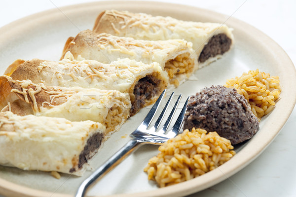 burritos with beans and rice Stock photo © phbcz