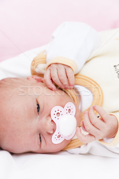 Stock photo: portrait of newborn baby girl