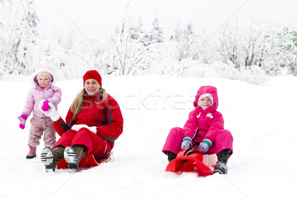 ストックフォト: 母親 · 雪 · 女性 · 女性 · 子