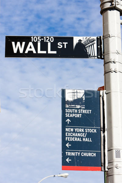 Wall street segno New York City USA città strada Foto d'archivio © phbcz