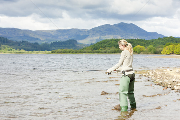 fishing woman, Loch Venachar, Trossachs, Scotland Stock photo © phbcz