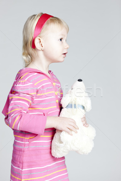 Foto d'archivio: Ritratto · bambina · orsacchiotto · ragazza · bambino · giocare