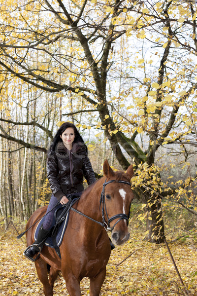 Stock photo: equestrian on horseback in autumnal nature