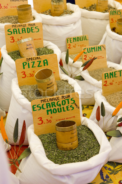 spices, street market in Castellane, Provence, France Stock photo © phbcz