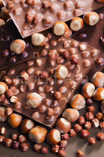 chocolate bars with hazelnuts Stock photo © phbcz