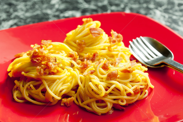 spaghetti carbonara Stock photo © phbcz