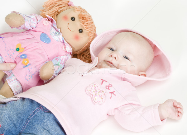 Fekszik kislány baba gyerekek gyermek biztonság Stock fotó © phbcz