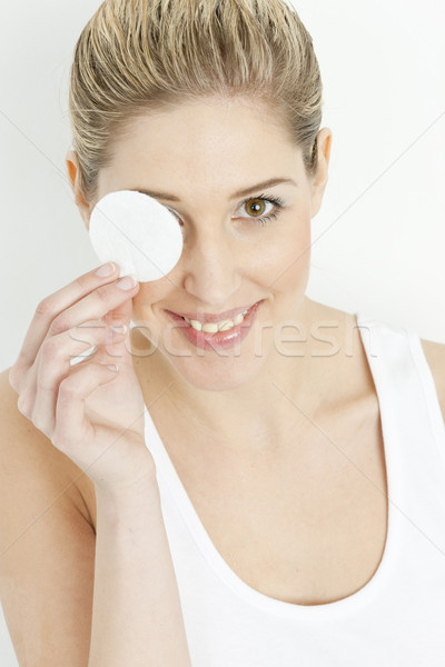 portrait of young woman with cotton pad Stock photo © phbcz