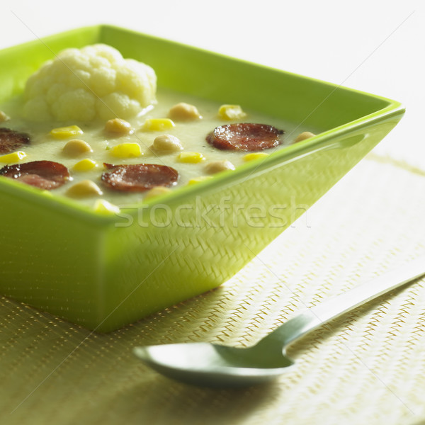 mixed cauliflower soup with sausage Stock photo © phbcz