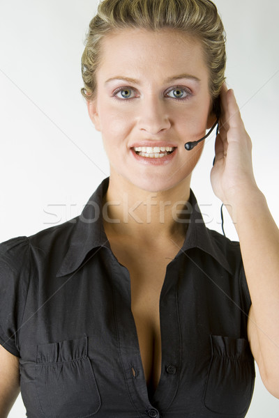 Kezelő nő telefon munka mikrofon dolgozik Stock fotó © phbcz