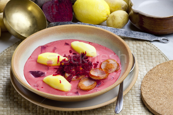 Polish red beet soup Stock photo © phbcz