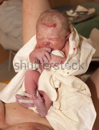 Anya újszülött baba születés nő család Stock fotó © phbcz
