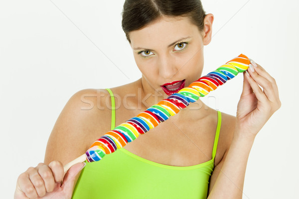 portrait of woman with a lollypop Stock photo © phbcz