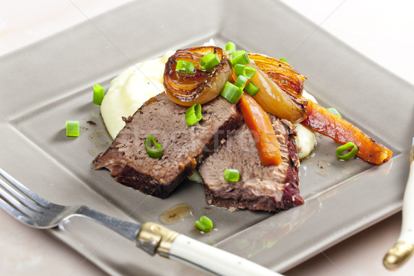 Gulasz wołowy marchew ziemniaki mięsa posiłek naczyń Zdjęcia stock © phbcz