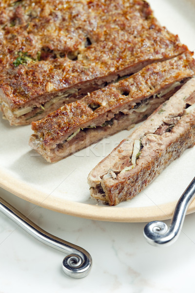 minced beef meat hash filled with champignons and herbs Stock photo © phbcz