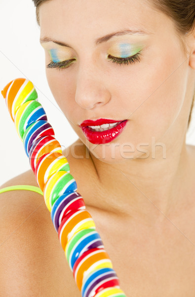 portrait of woman with a lollypop Stock photo © phbcz