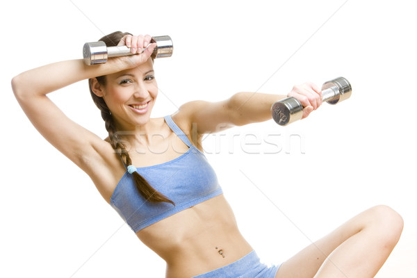 Portret vrouw stom gezondheid sport gymnasium Stockfoto © phbcz