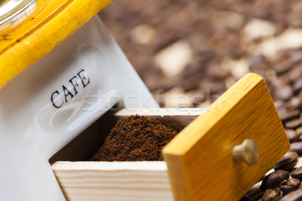 Részlet kávé malom föld tárgy Stock fotó © phbcz