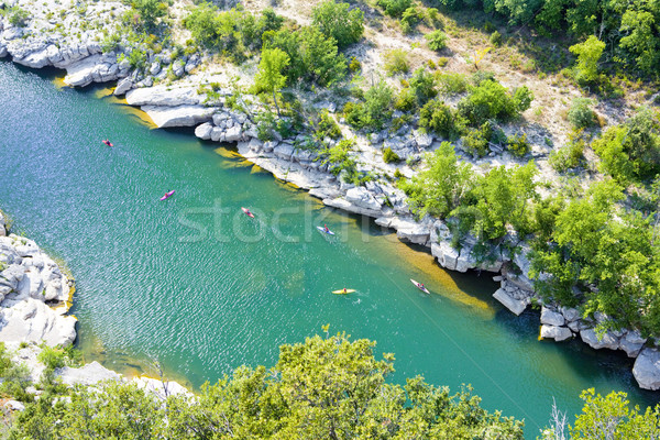 kayaks in Ardeche Gorge, Rhone-Alpes, France Stock photo © phbcz