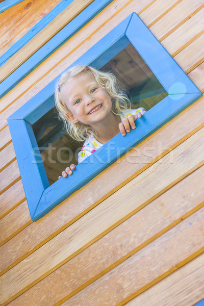 Meisje speeltuin meisje kind zomer kid Stockfoto © phbcz