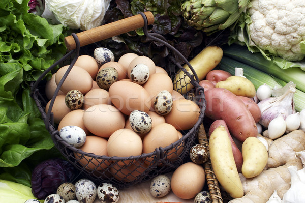 vegetables still life with eggs Stock photo © phbcz