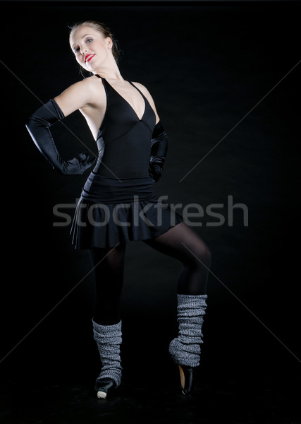 Ballett-Tänzerin schwarz Kleidung Frauen Tanz Ballett Stock foto © phbcz