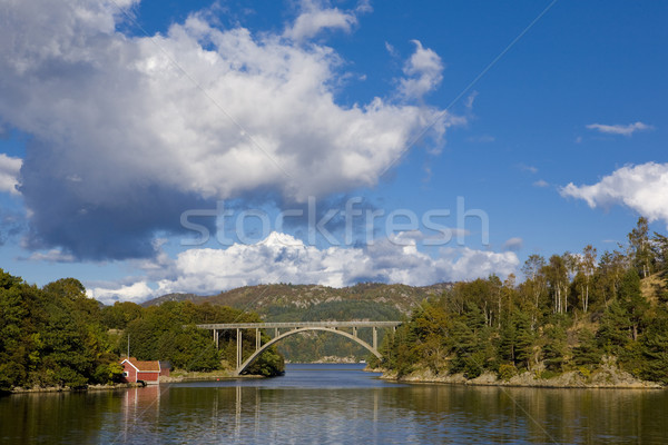 Landschaft südlich Norwegen Meer Reise Gebäude Stock foto © phbcz