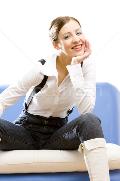 sitting businesswoman Stock photo © phbcz