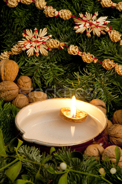 Christmas still life with a candle Stock photo © phbcz