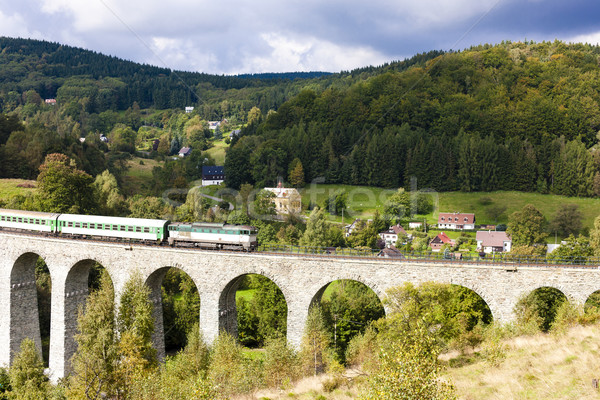 passenger train on viaduct Novina, Krystofovo Valley, Czech Repu Stock photo © phbcz