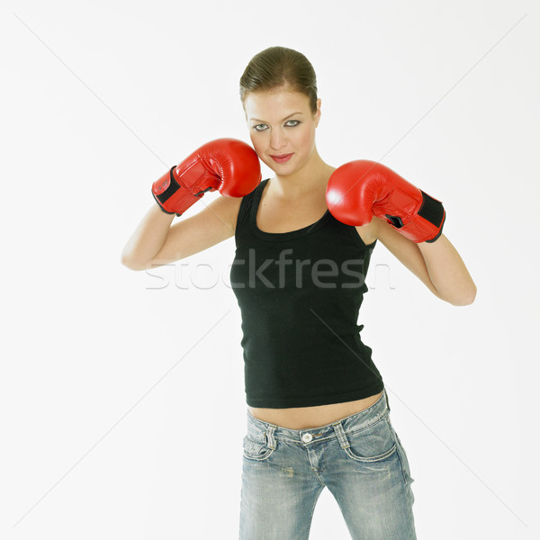 woman with boxing gloves Stock photo © phbcz