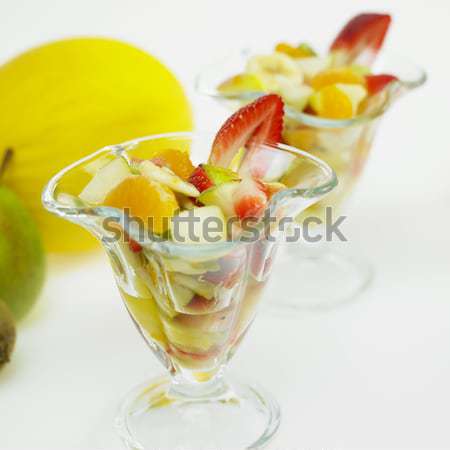 [[stock_photo]]: Salade · de · fruits · fruits · verre · santé · fraise · intérieur
