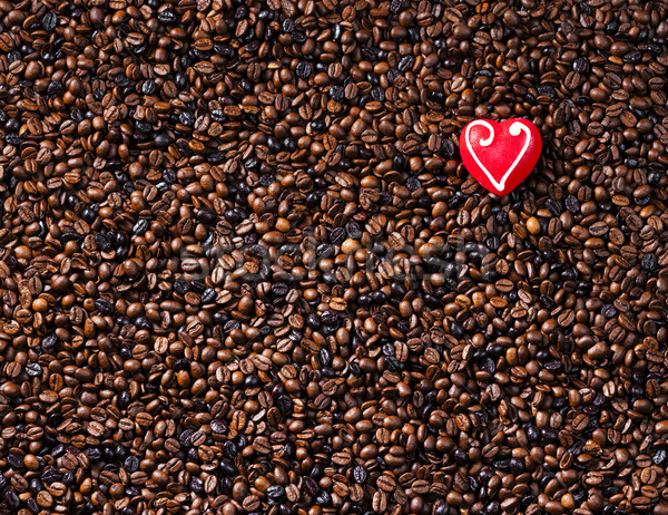 still life of coffee beans and marzipan heart Stock photo © phbcz