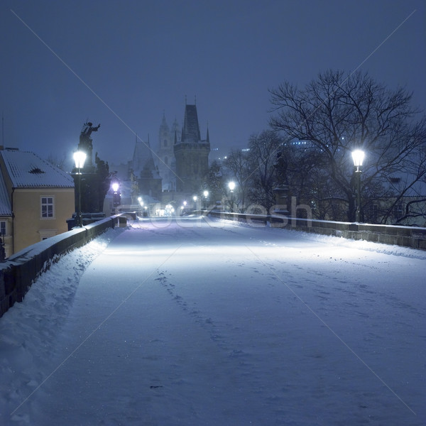 Charles bridge in winter, Prague, Czech Republic Stock photo © phbcz