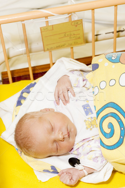 Foto stock: Retrato · recém-nascido · menina · maternal · hospital · menina