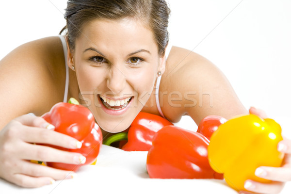 Portret vrouw paprika jonge alleen jeugd Stockfoto © phbcz