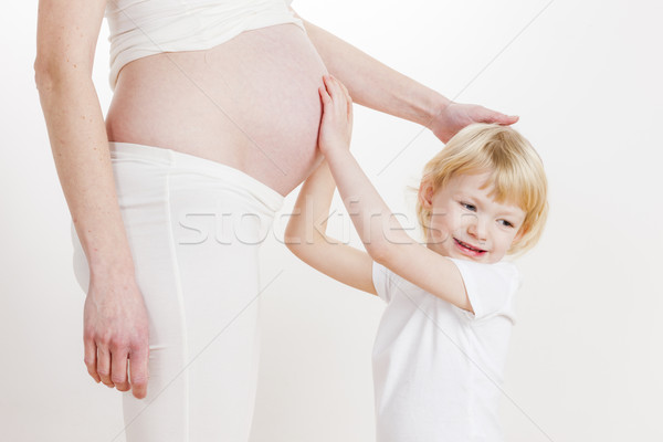 Fetita gravidă mamă femei copil portret Imagine de stoc © phbcz