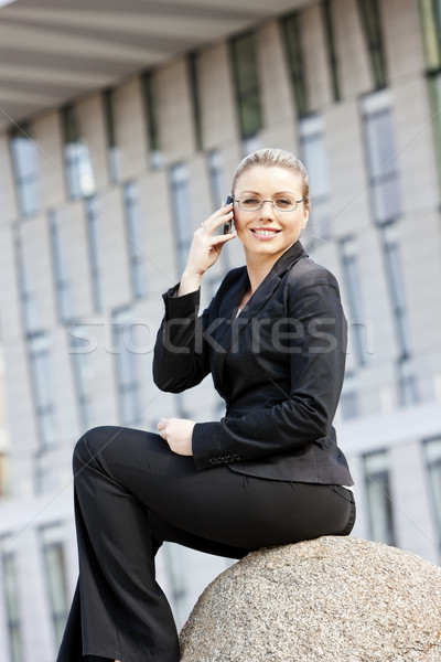 Stock photo: telephoning young businesswoman