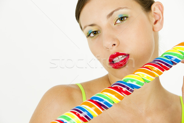 portrait of woman with a lollypop Stock photo © phbcz