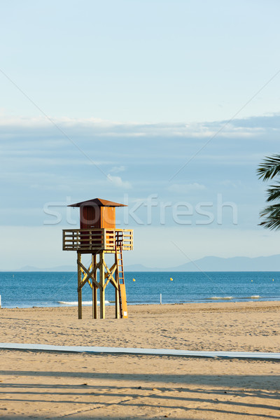 Badmeester cabine strand zee reizen Europa Stockfoto © phbcz