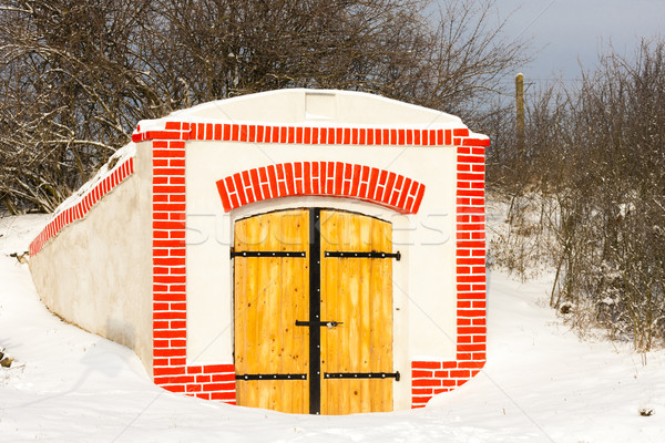 Piwnica na wino Czechy budynku śniegu zimą architektury Zdjęcia stock © phbcz
