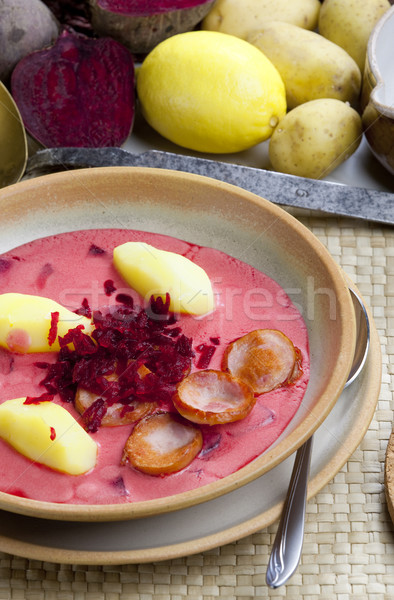 Polish red beet soup Stock photo © phbcz