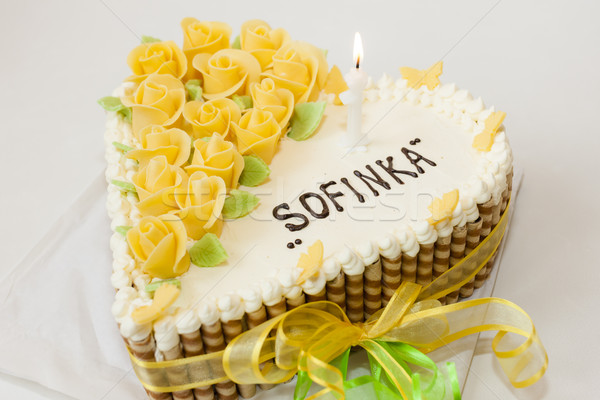 Stock fotó: Születésnapi · torta · étel · születésnap · fehér · desszert · édes