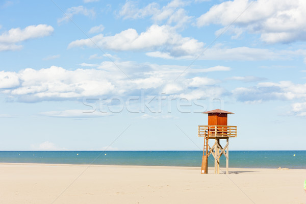 Badmeester cabine strand zee reizen Europa Stockfoto © phbcz