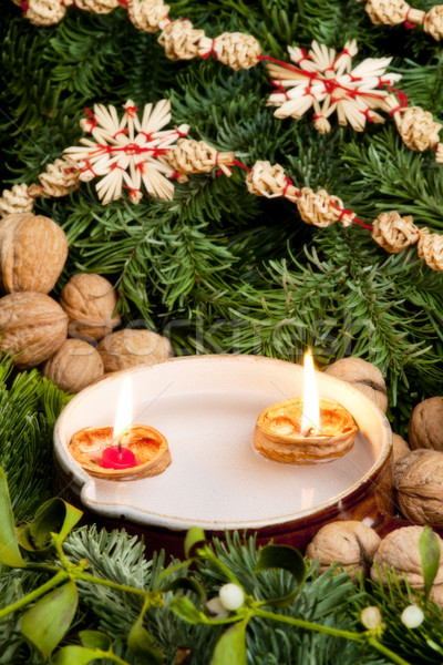 Christmas still life with candles Stock photo © phbcz