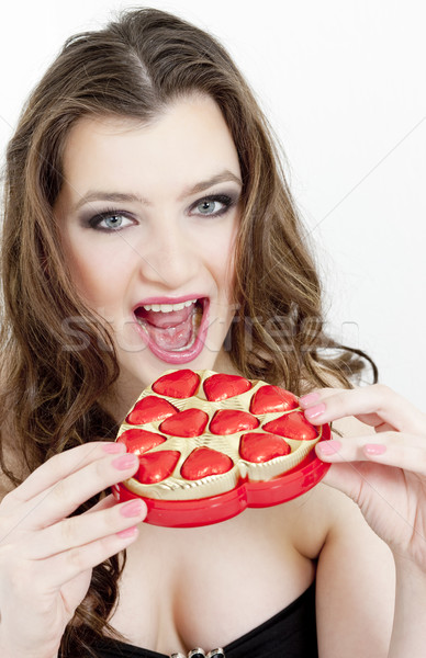 portrait of young woman with Valentine Stock photo © phbcz
