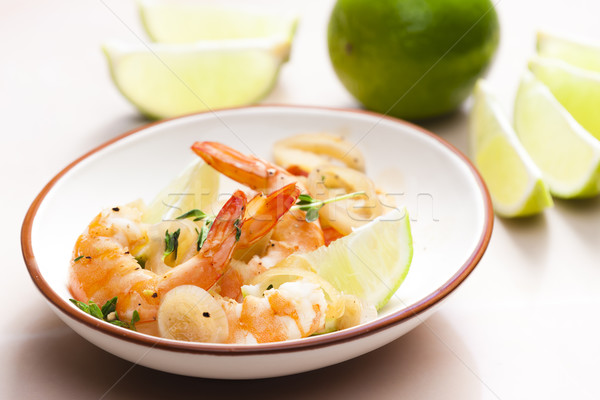 prawns with lime on thyme Stock photo © phbcz