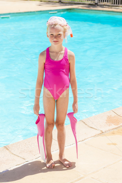 девочку Подводное плавание оборудование Бассейн девушки спорт Сток-фото © phbcz