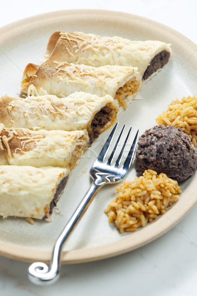 burritos with beans and rice Stock photo © phbcz