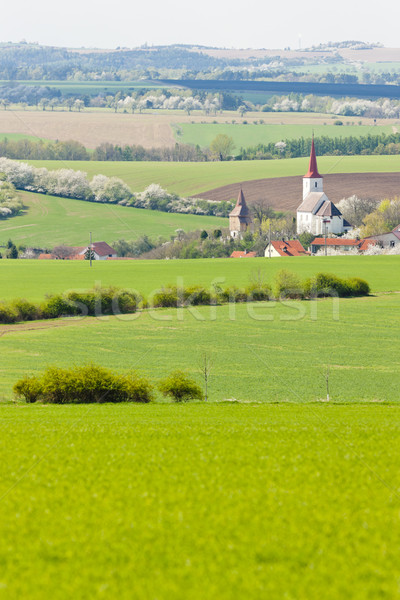 Stock foto: Tschechische · Republik · Kirche · Dorf · Landschaft · Freien